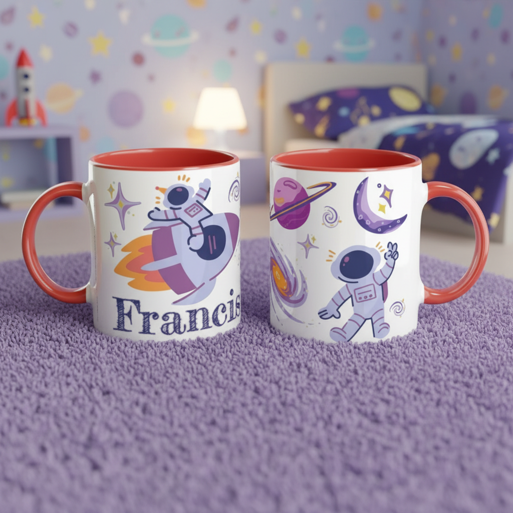 tasse enfant thème espace dans chambre décorée