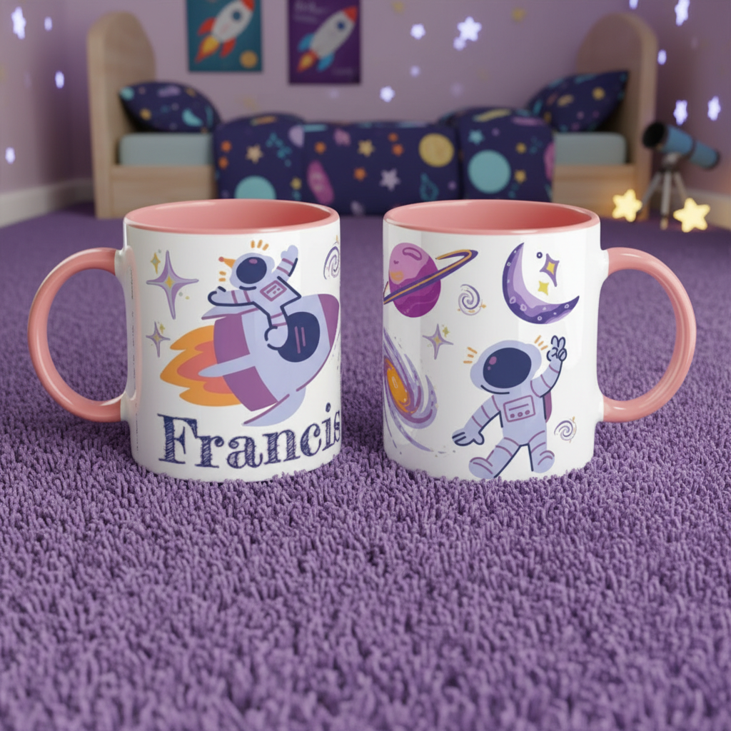 mug enfant personnalisé avec astronaute et univers spatial