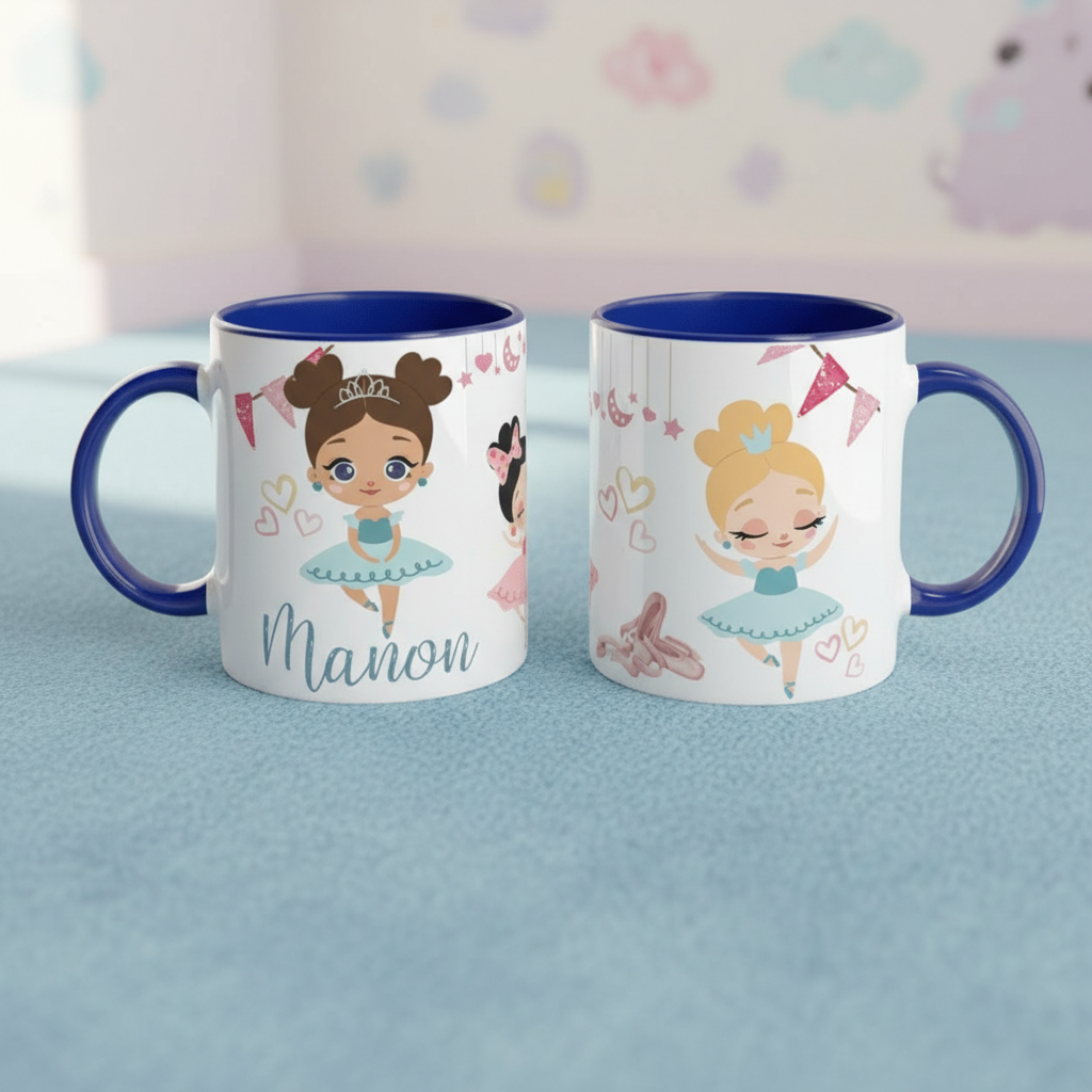 mug enfant personnalisé avec illustration danse classique et ballerine