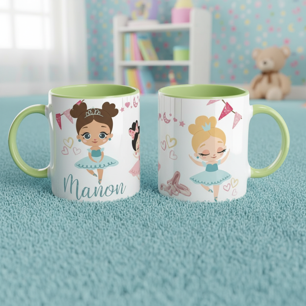 mug enfant danse classique avec illustrations ballerines colorées