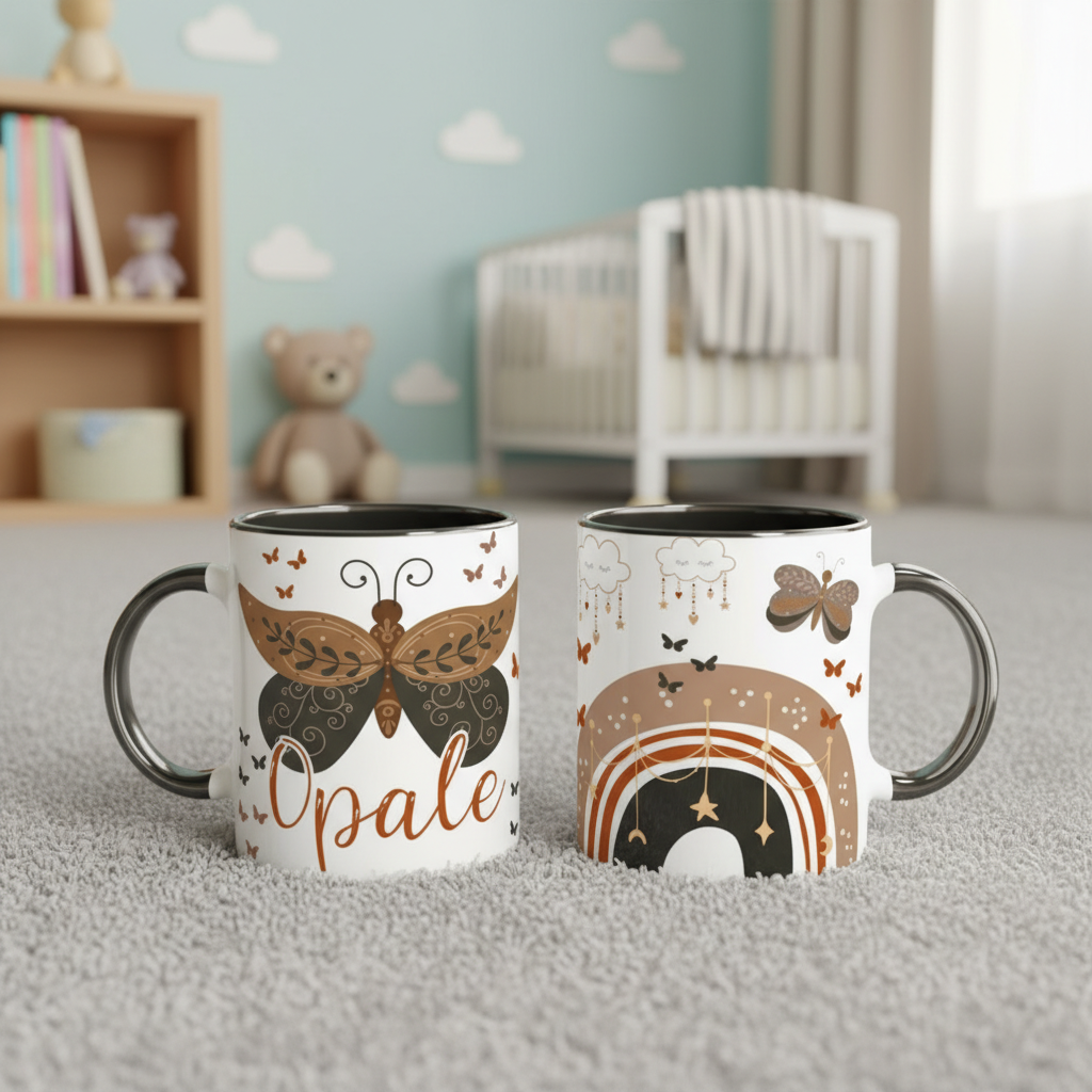 mug personnalisé enfant posé dans une chambre de bébé