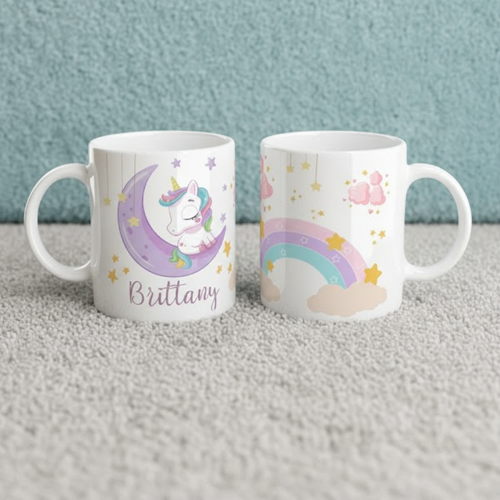 Mug licorne personnalisé pour enfant avec illustration féerique