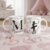Mug prénom personnalisé danse classique avec ballerine, fleurs et notes de musique, cadeau élégant pour danseuse passionnée.