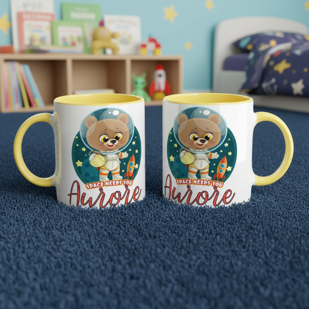 Mug personnalisé enfant avec design astronaute illustré