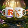 Mug personnalisé enfant en céramique avec dinosaure illustré, tasse enfant personnalisée pour cadeau