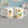 Mug enfant personnalisé espace avec astronautes, planètes et étoiles présenté recto verso