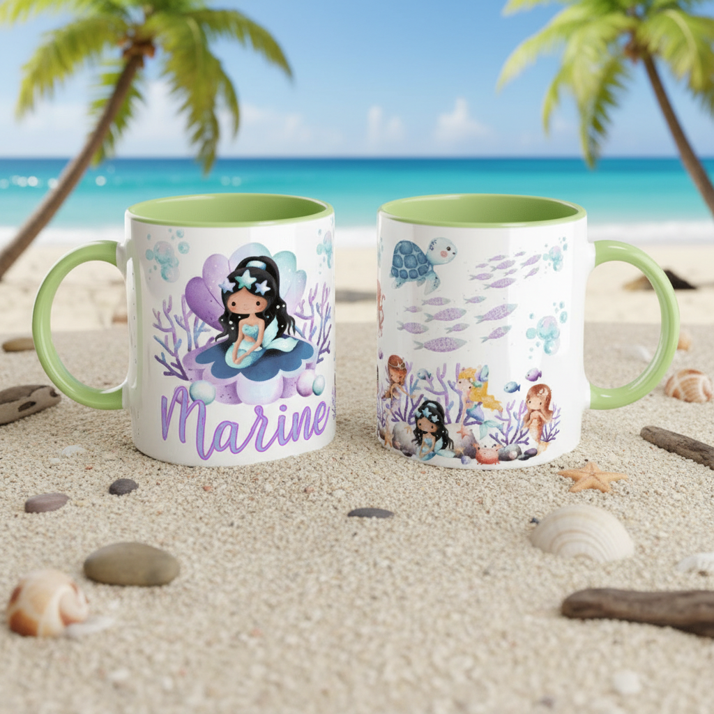 tasse personnalisée thème mer avec décor marin.