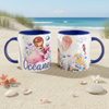 mug personnalisé thème océan avec illustration marine sur fond plage