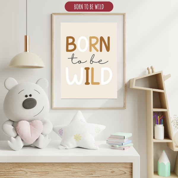 Affiche murale avec message décoratif dans un univers enfantin aux tons doux