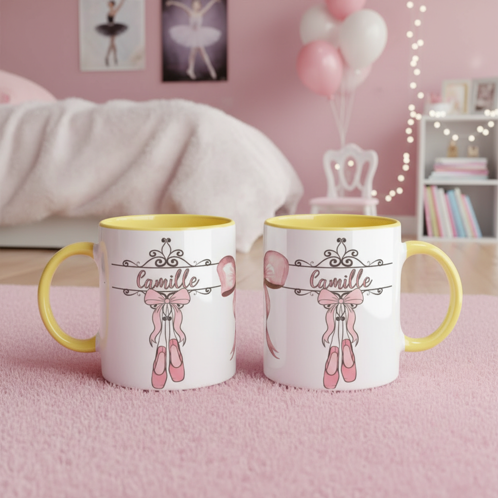 tasse ballerine avec illustration artistique de danse classique et décor doux inspiré du ballet