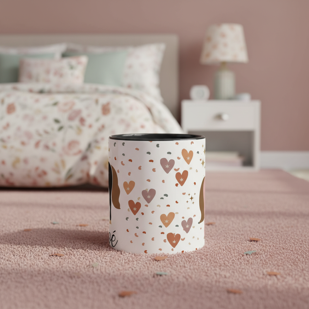 tasse enfant licorne personnalisée vue avant et arrière sur fond clair