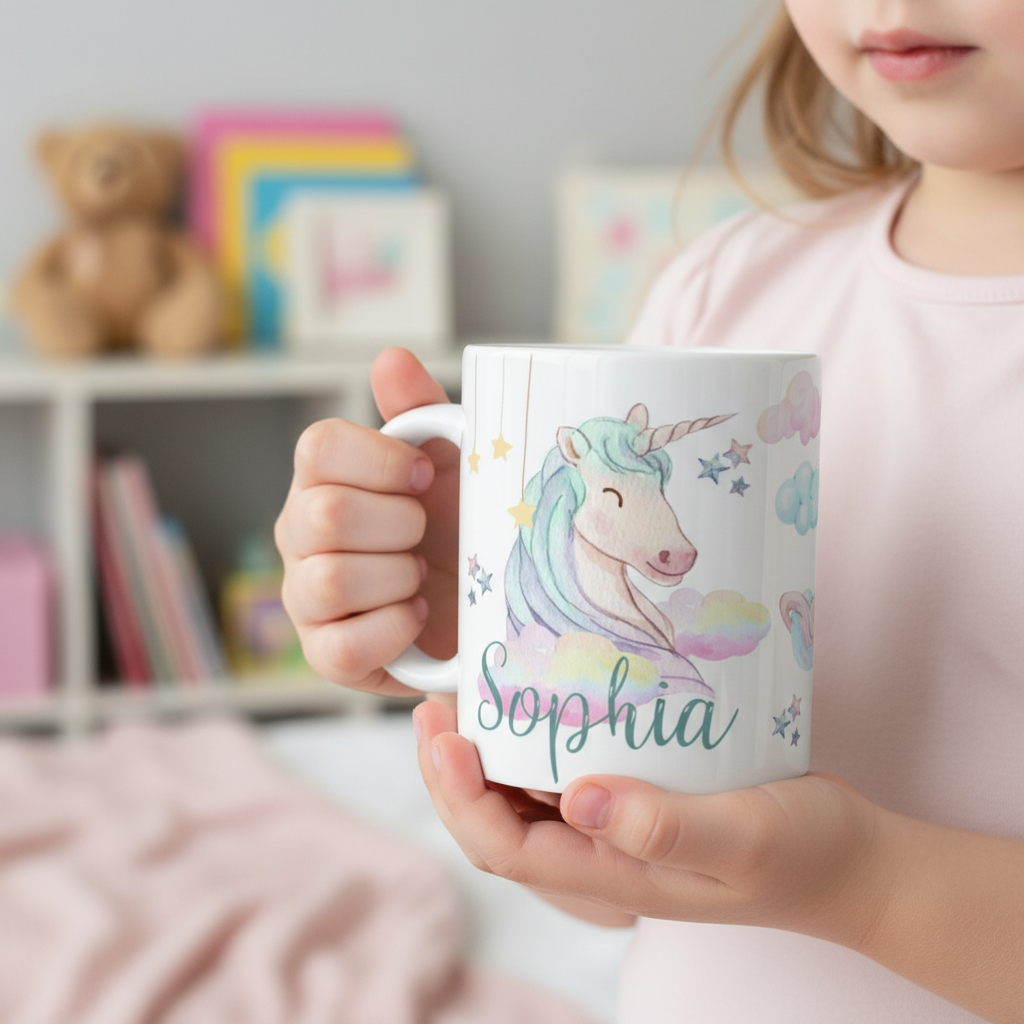 Tasse licorne ailée au design féerique pour enfant