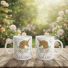 Mug prénom licorne dorée avec fleurs, tasse personnalisé enfant au design féerique