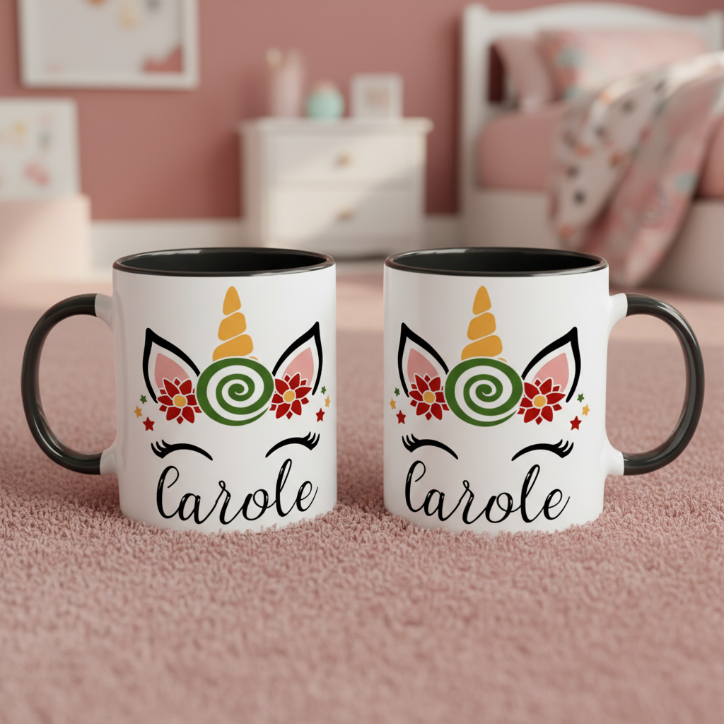 Tasse enfant personnalisée avec motif licorne et prénom