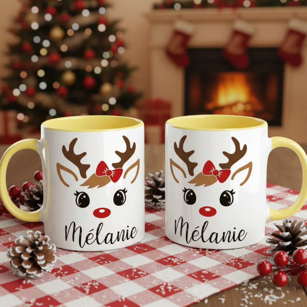tasse de noël renne idée cadeau personnalisé
