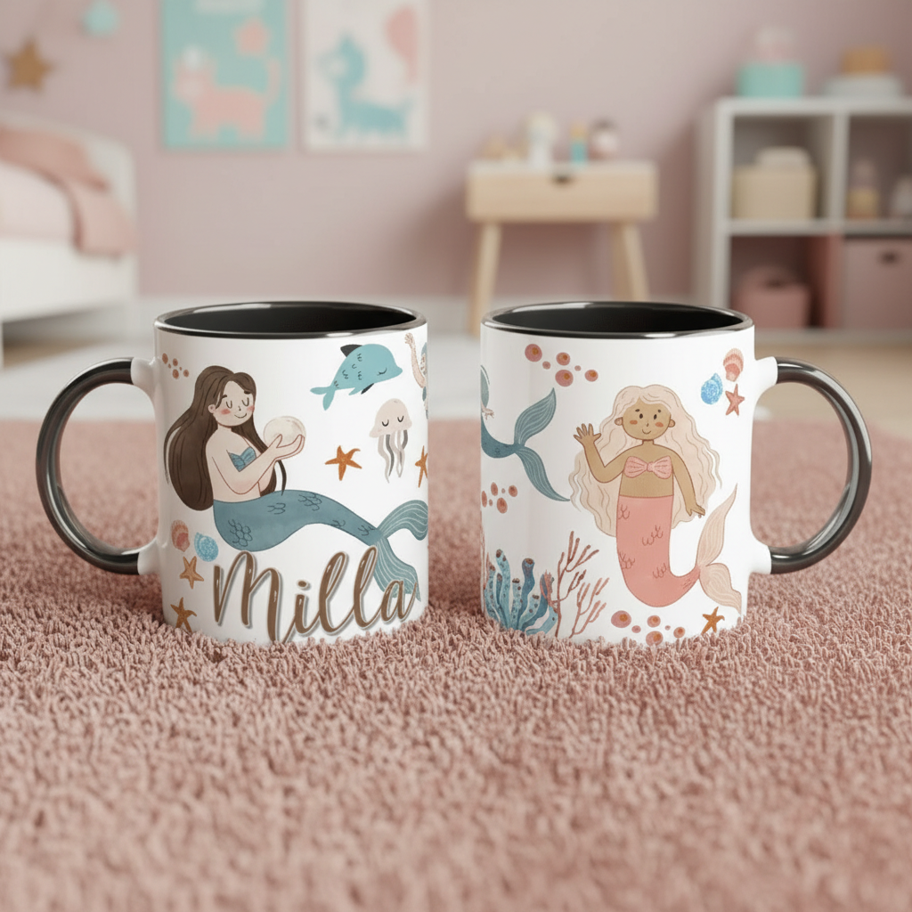 Tasse enfant personnalisée sirène avec intérieur coloré