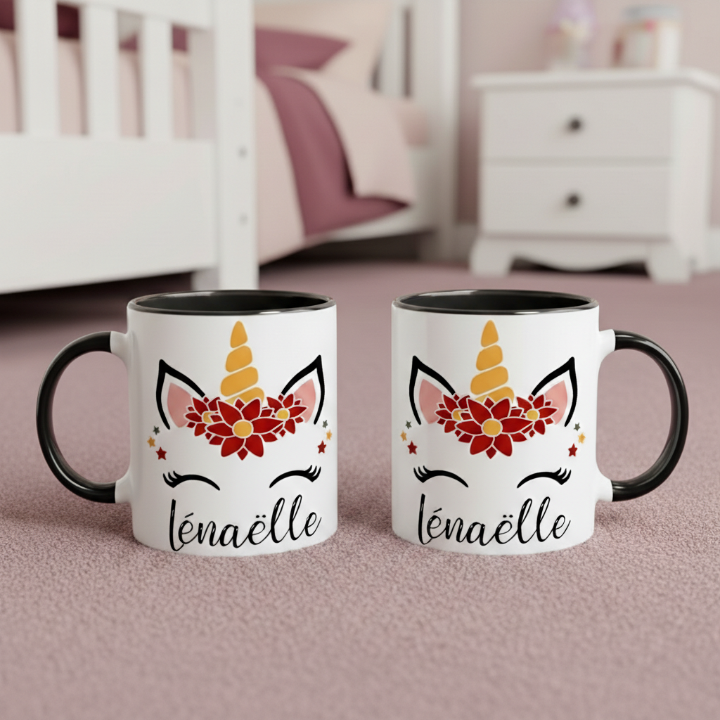Tasse personnalisée licorne comme cadeau pour enfant