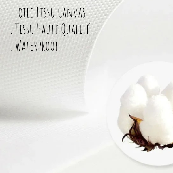 Gros plan sur toile coton canvas haute qualité pour affiche enfant, résistante à l’humidité et waterproof.