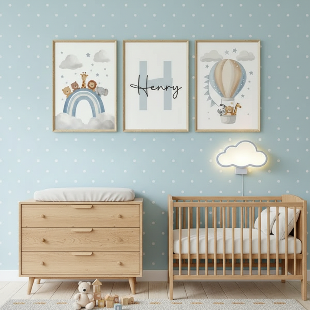 Triptyque montgolfière décoration chambre bébé