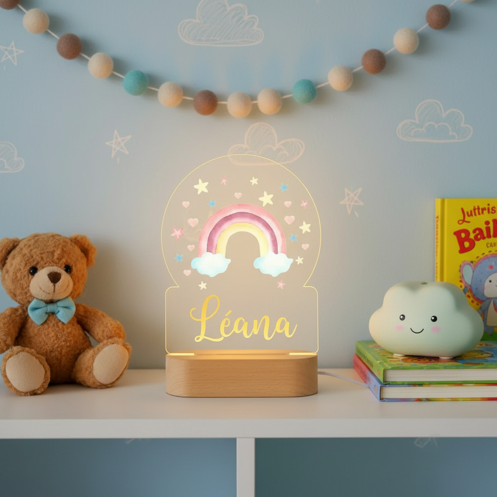 Détail de la veilleuse LED enfant arc en ciel avec éclairage homogène