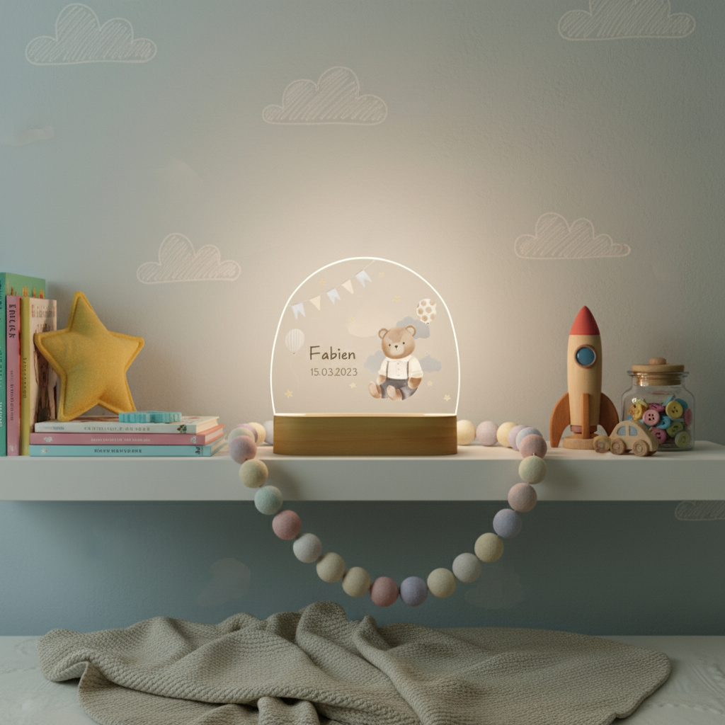 Veilleuse ourson personnalisable idéale comme cadeau de naissance
