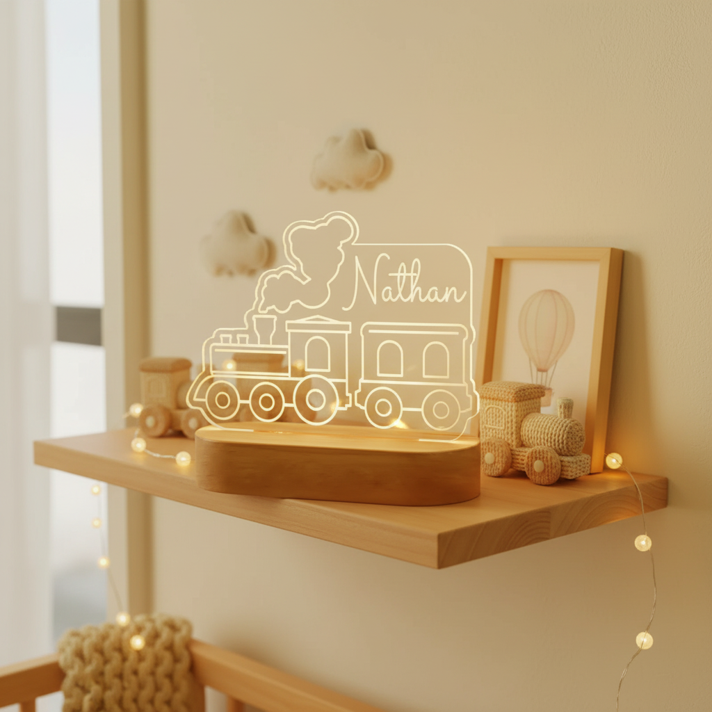 Veilleuse train personnalisée utilisée comme décoration lumineuse de chambre